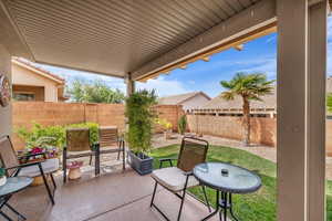 Fenced backyard featuring a patio area