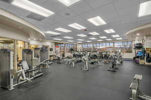 Workout area with a drop ceiling