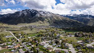 View of mountain background with nearby suburban area
