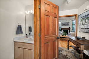 Guest half Bathroom with vanity.
