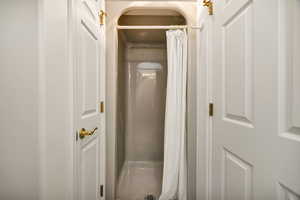Interior space with a shower stall