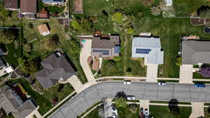 Aerial perspective of suburban area