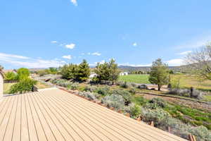 Wooden deck with a mountain view