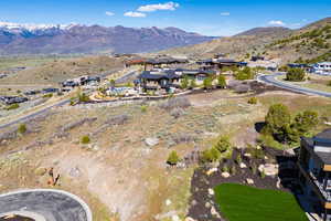 Drone / aerial view of a mountain backdrop