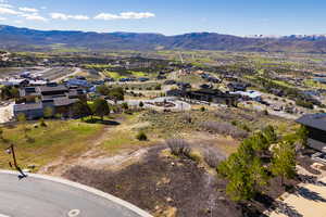 Aerial perspective of suburban area featuring mountains