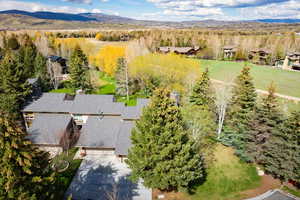 Drone / aerial view of a mountain backdrop