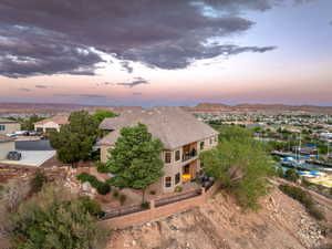 Aerial view at dusk