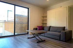 Living room featuring wood finished floors