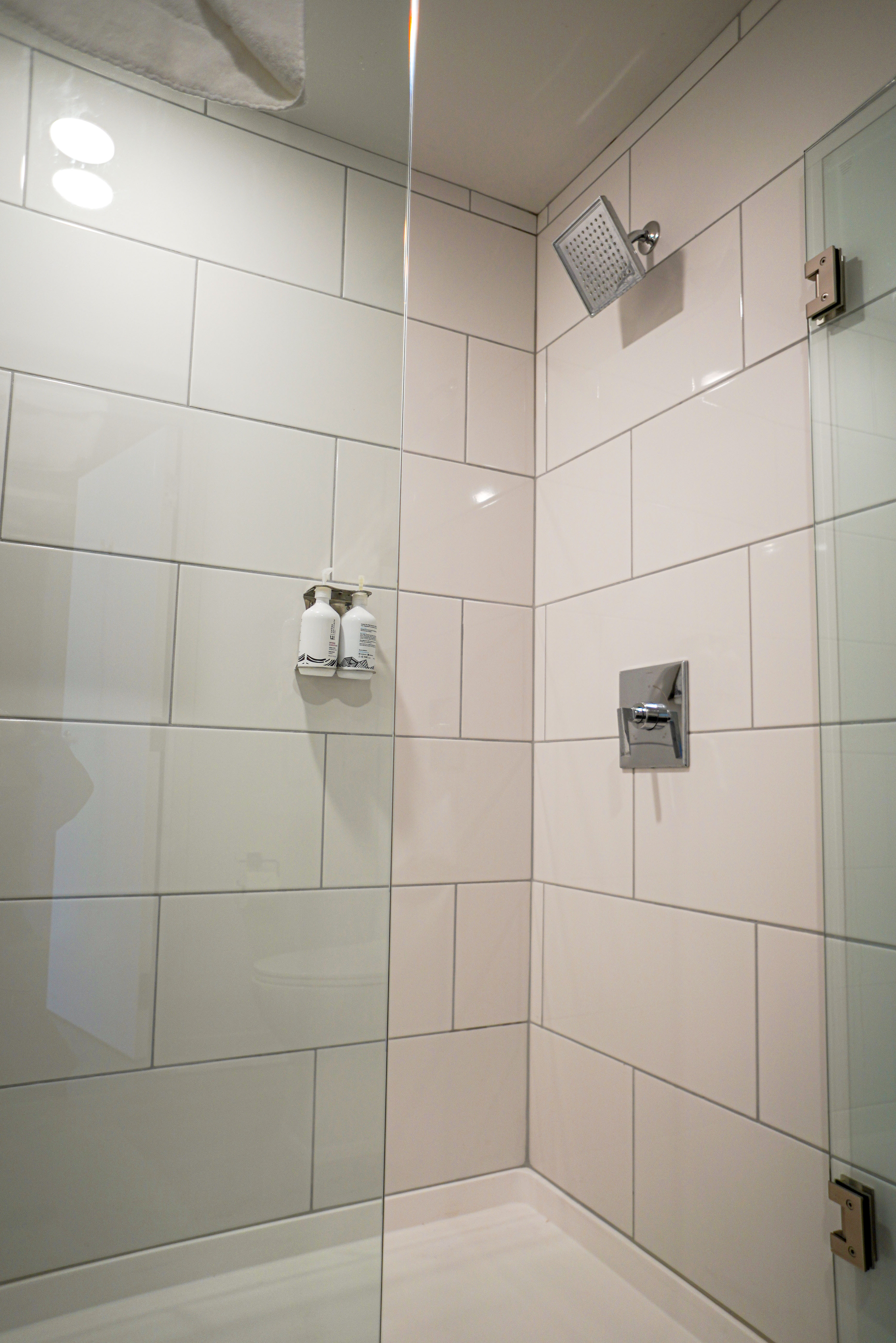 Full bath with a shower stall