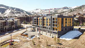 View of city with a mountain backdrop