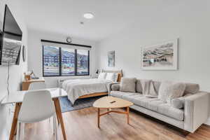 Bedroom with light wood-type flooring