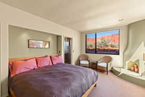 Bedroom with carpet floors