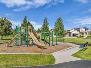 Community playground with a yard