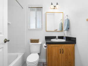 Full bath with vanity and shower / bath combination