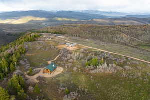 Bird's eye view of a mountain backdrop