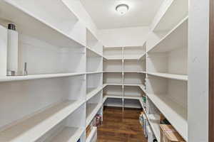 Huge hidden pantry with abundant storage, designed to keep the kitchen organized and functional.