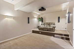 Custom theater room designed for entertaining, with surround sound.