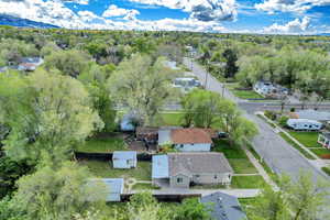 Aerial perspective of suburban area