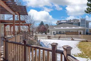View of yard covered in snow