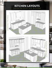 Kitchen Layouts. Illustrating distinct kitchen configurations available through various packages