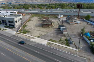 Drone / aerial view of a mountainous background