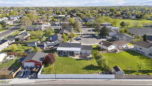 Aerial perspective of suburban area