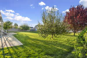 Fenced yard with a patio
