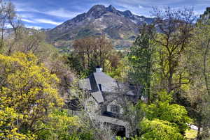 View from above of property featuring mountains