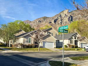 View of mountain backdrop with nearby suburban area