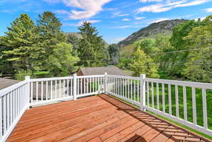 Wooden terrace with a mountain view