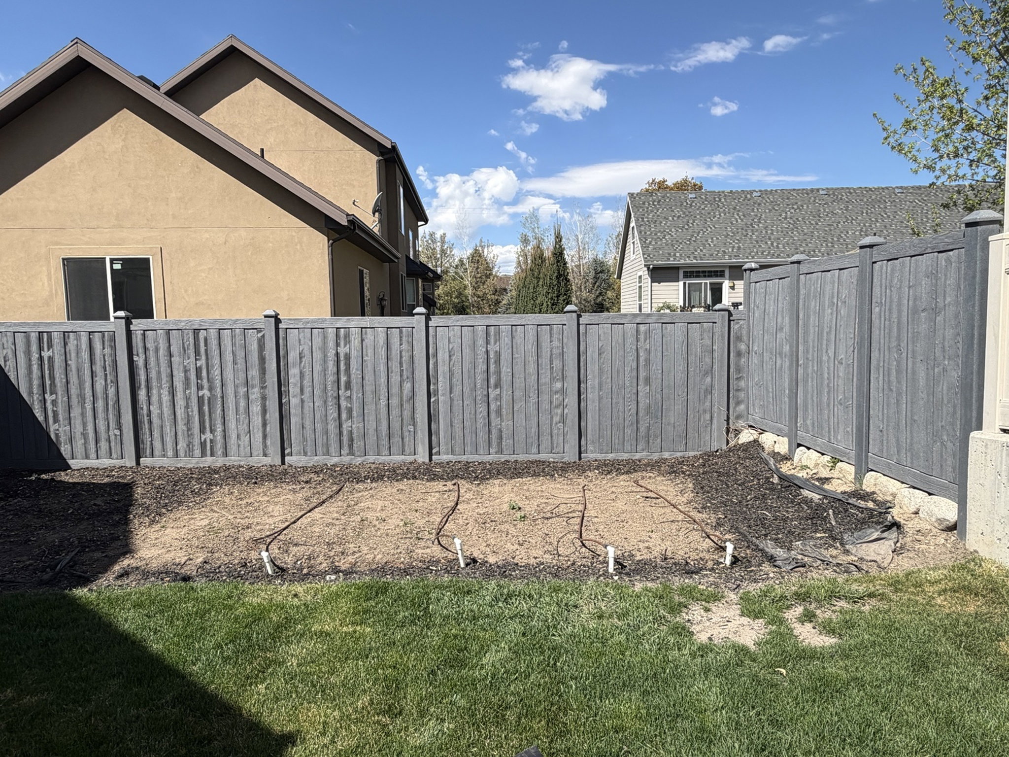View of fenced backyard