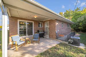 View of patio with area for grilling
