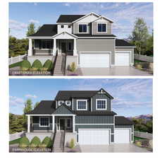 View of front of property with a porch, concrete driveway, a garage, and board and batten siding