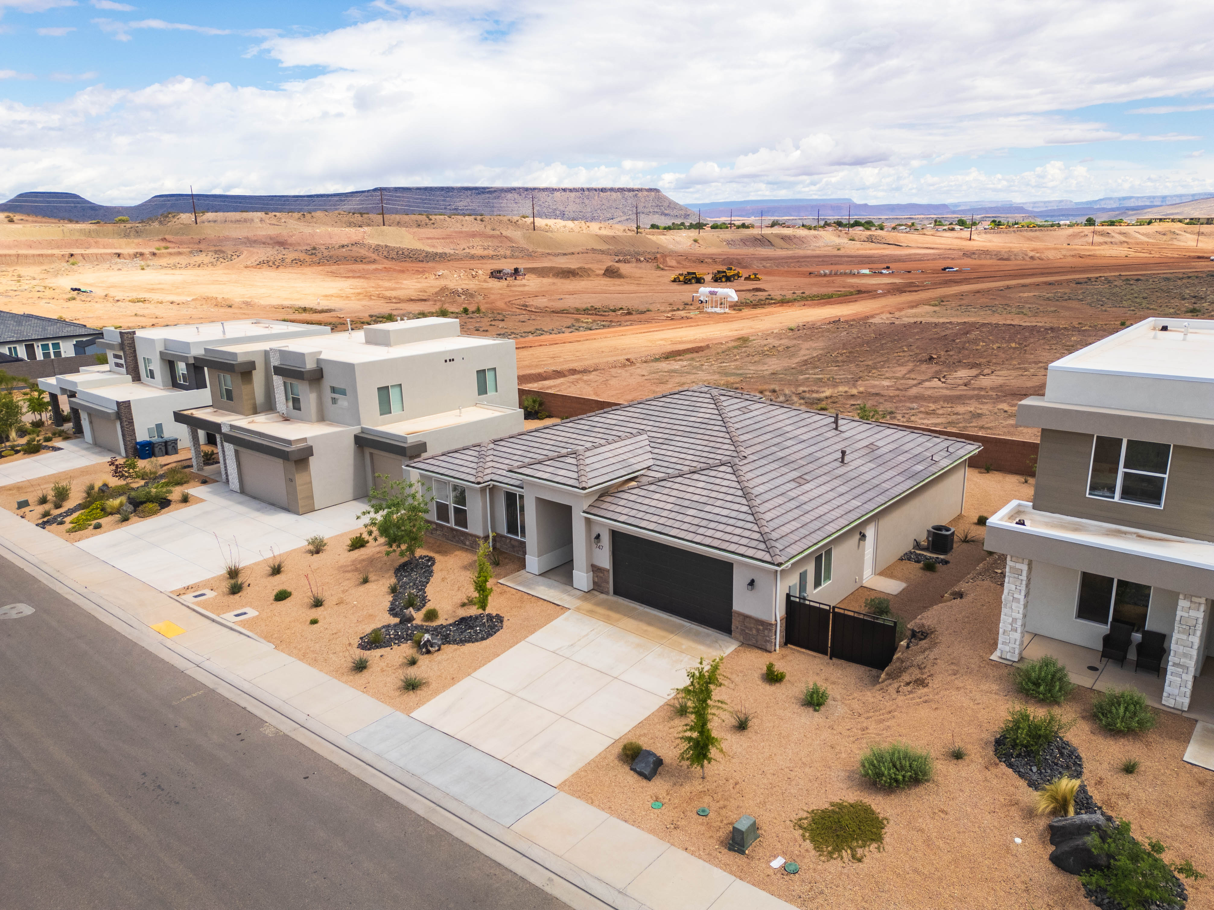 View of subject property featuring mountains