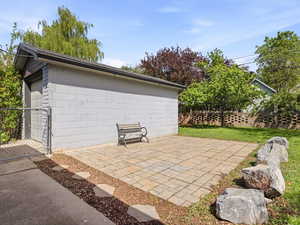 Detached garage and patio