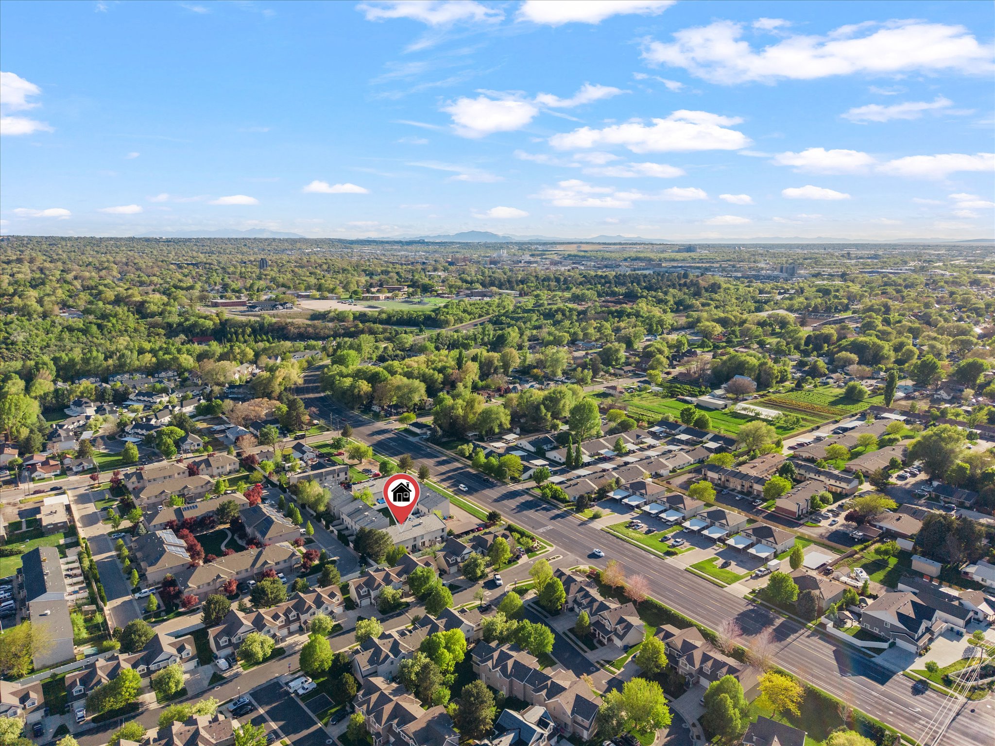 Aerial view of residential area