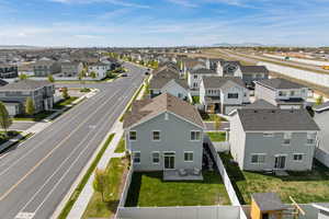 Aerial view of fenced backyard