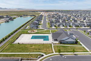 Aerial view of community pool and clubhouse