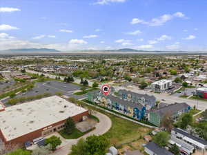 Aerial view of a mountainous background