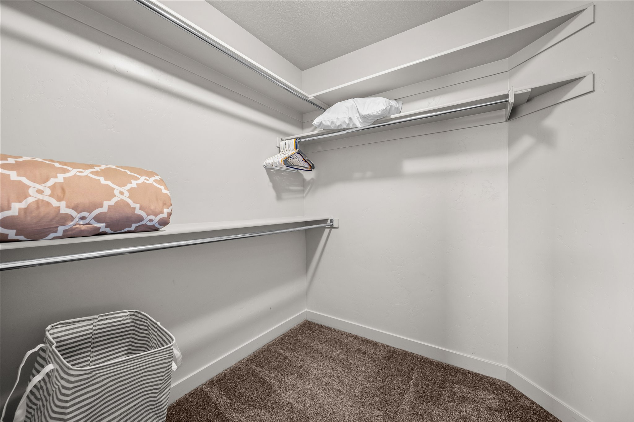 Walk in closet with dark carpet