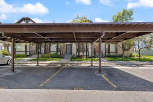 View of covered parking lot