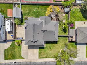 Aerial perspective of suburban area