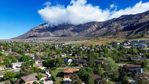 View of mountain background with nearby suburban area