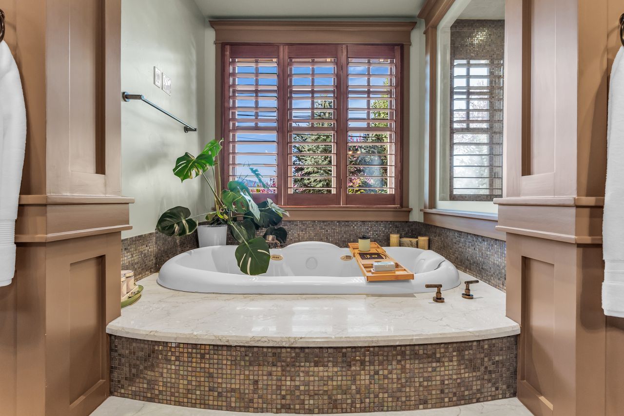 Primary bathroom with a exquisite soaking tub