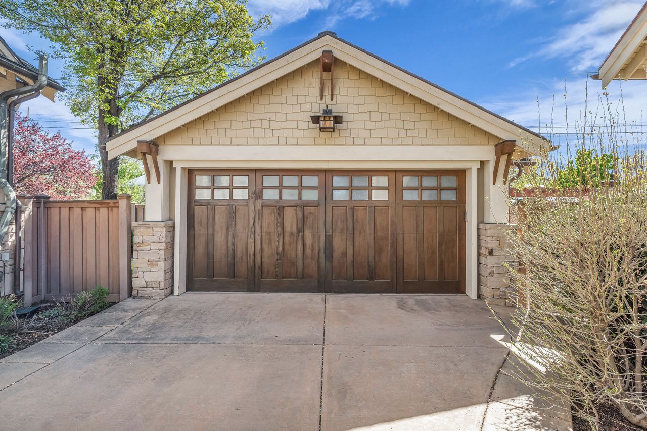 View of detached garage