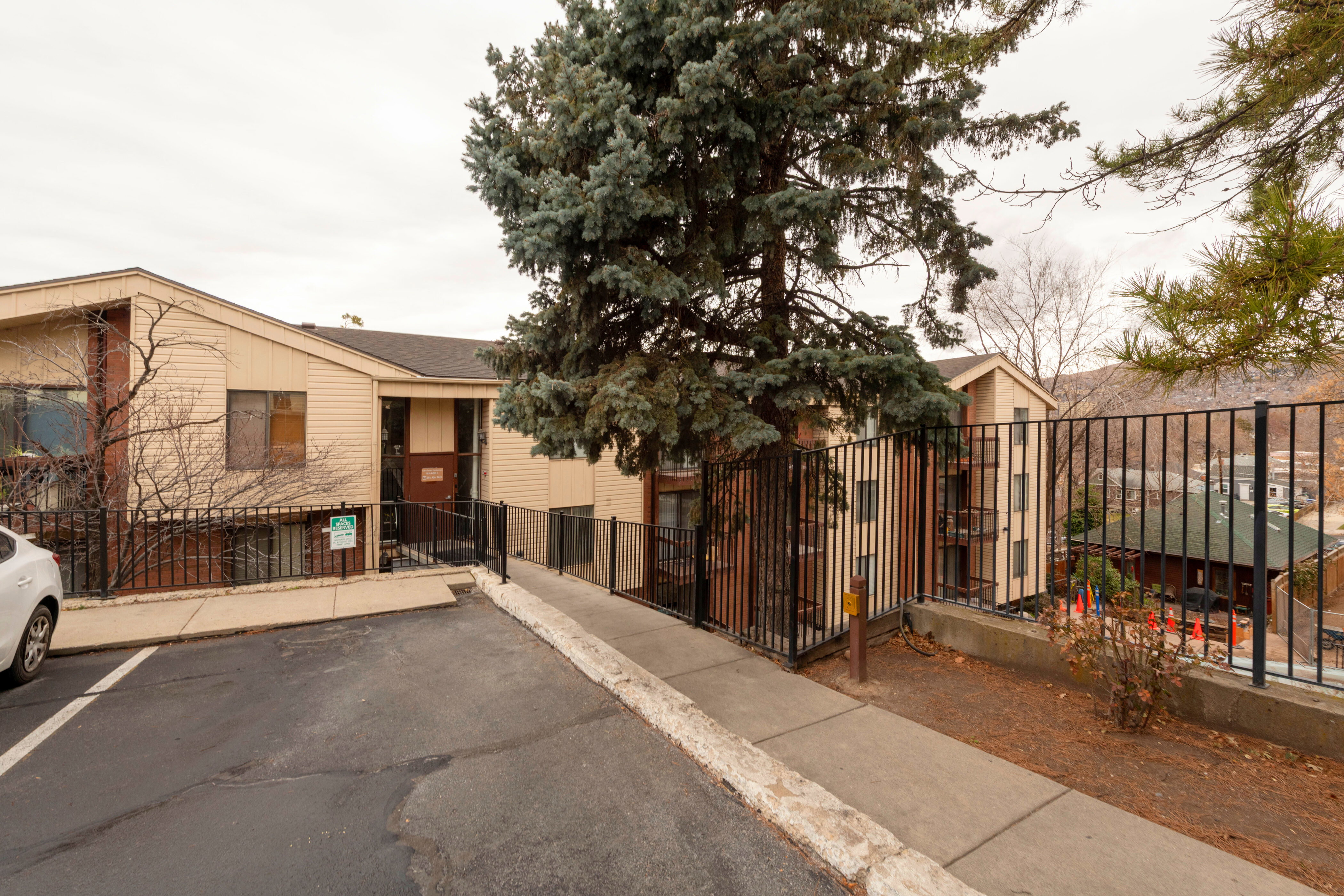 View of property with a fenced front yard