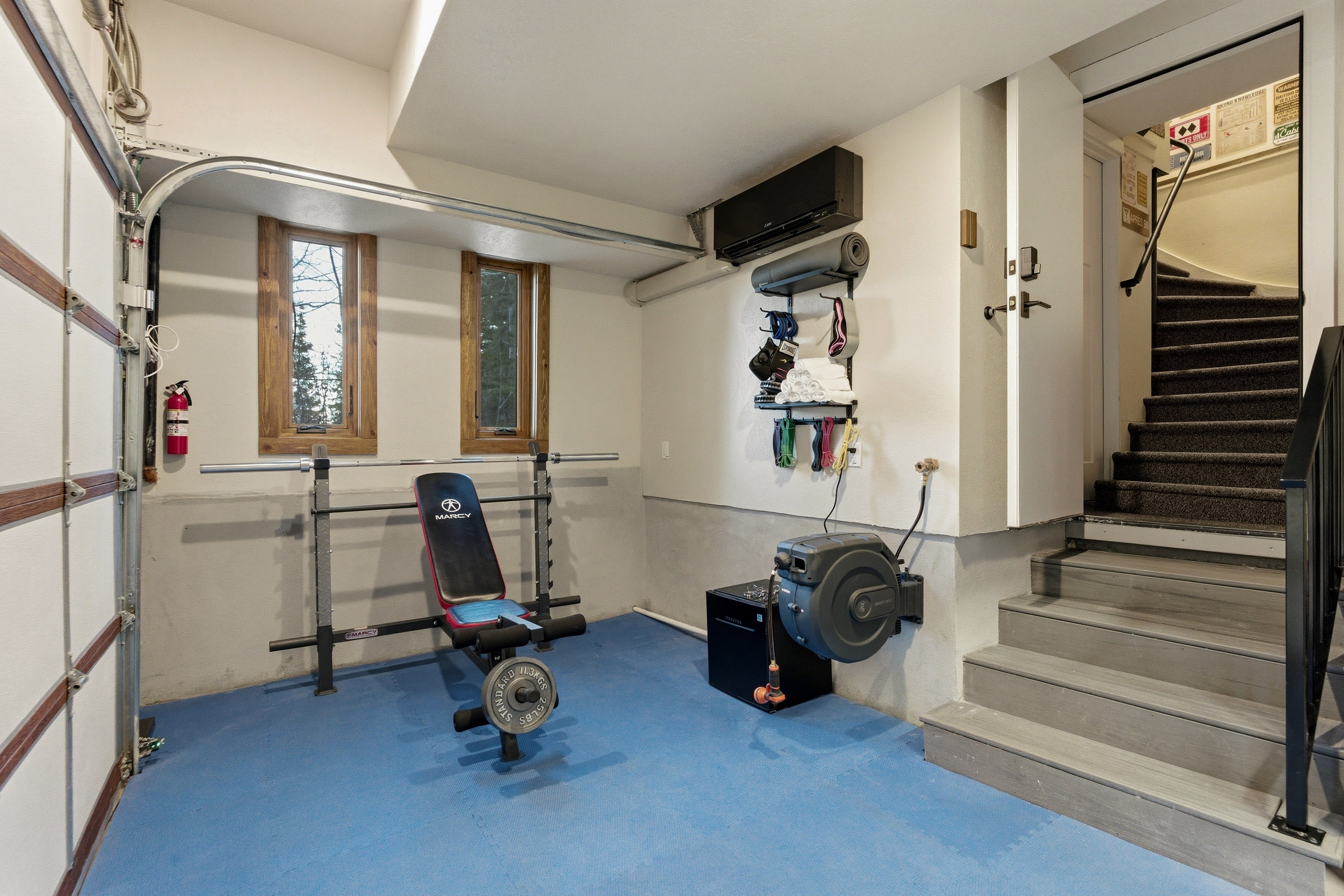 Exercise area with concrete flooring