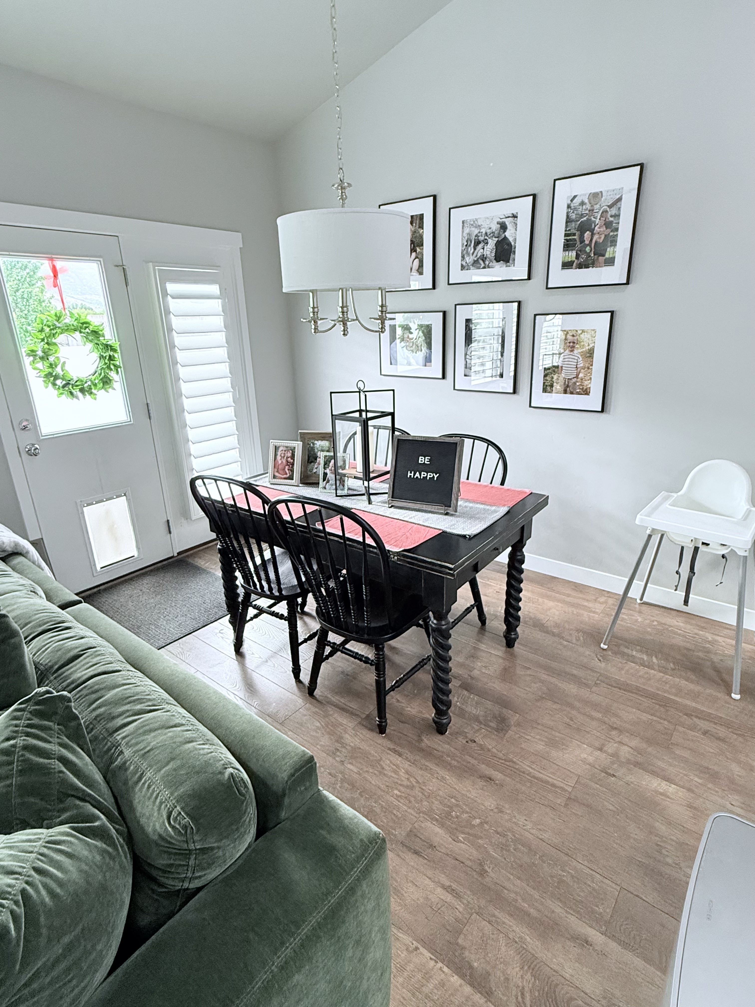 Dining room with vaulted ceiling and wood finished floors