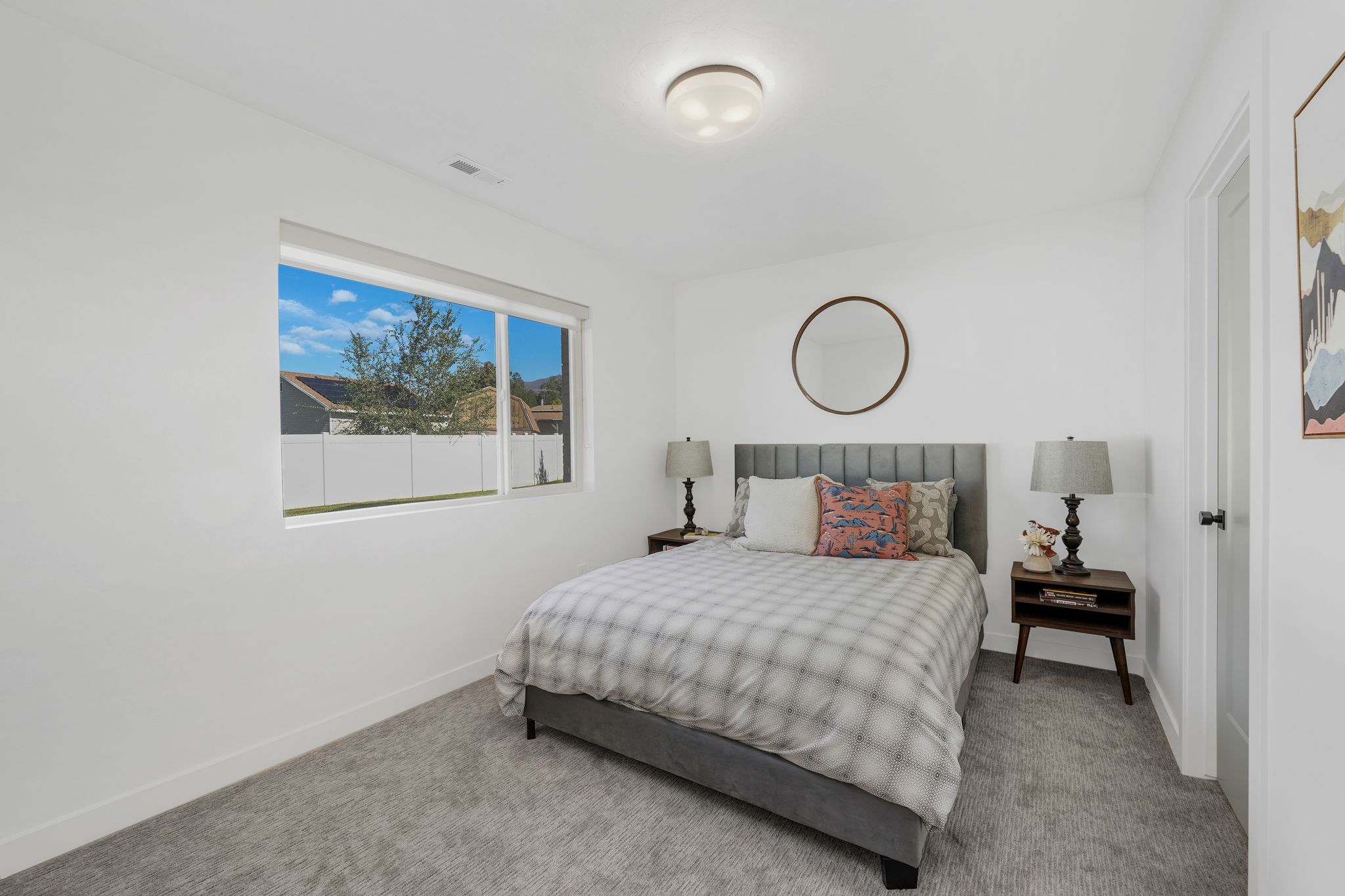 Bedroom with carpet floors