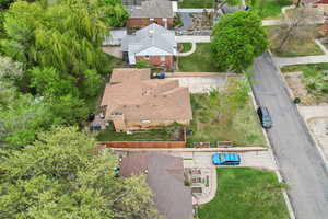 Aerial view of a pool